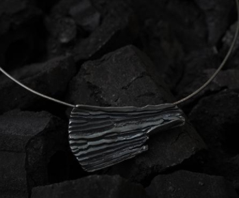 Calligraphy Oxidized Silver Necklace