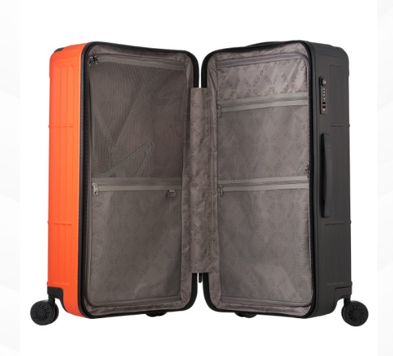 《雙色異形拉鍊箱》行李箱-29吋 黑+橘色