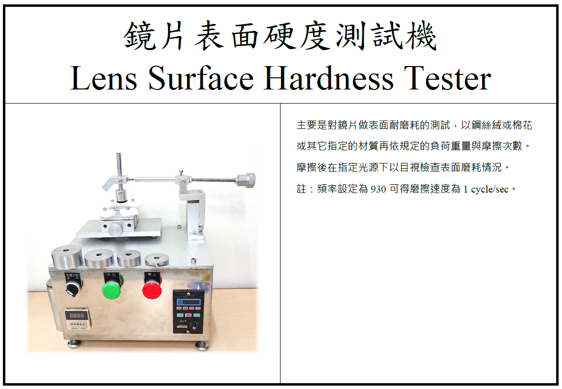 Lens Surface Hardness Tester