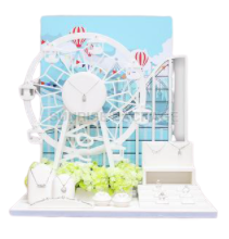 Rotating White Ferris Wheel Jewelry Display Set