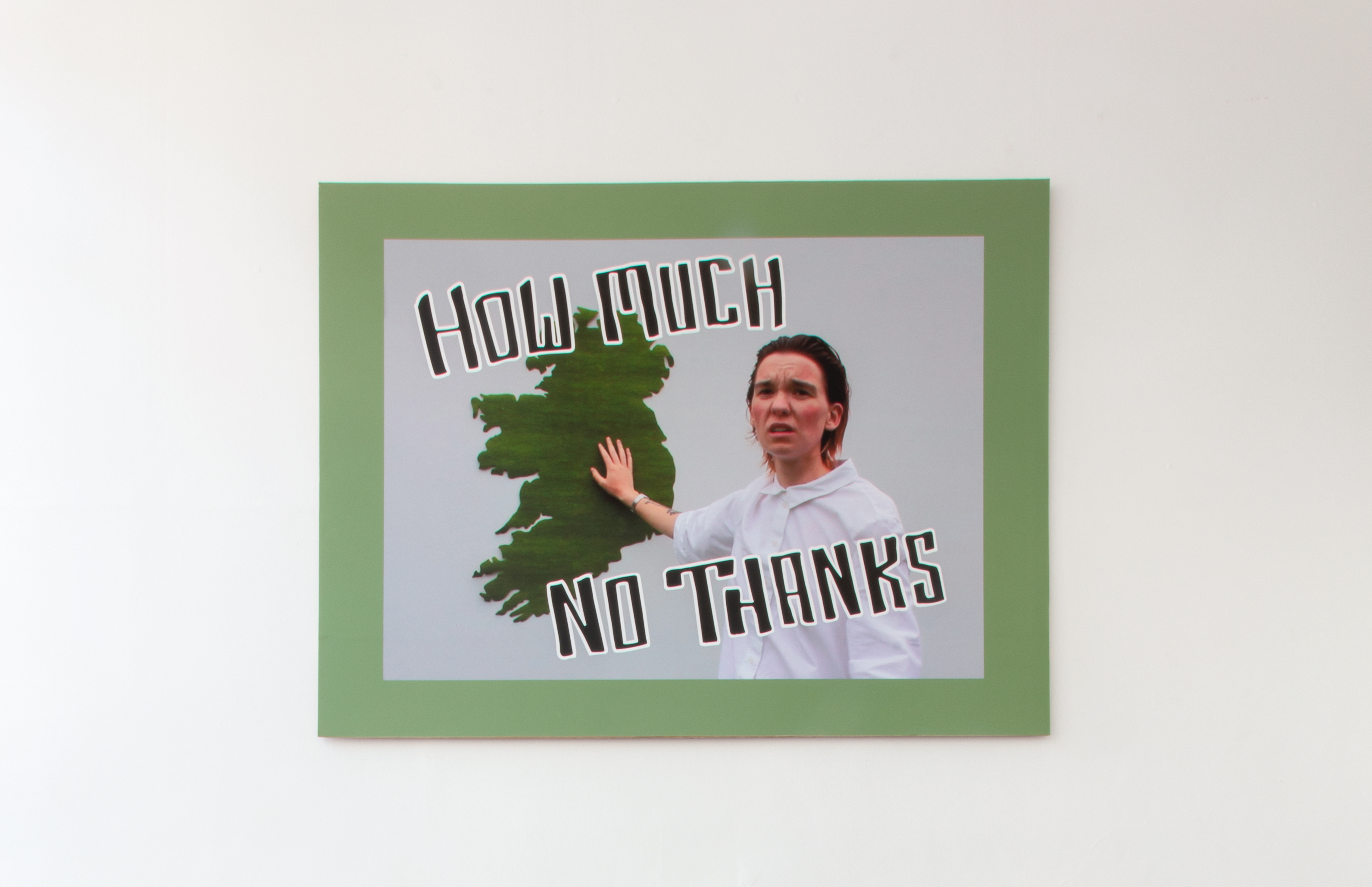 Eimear Walshe
'How Much, No Thanks', 
2020, Archival Pigment Print on Hahnemuhle Photo Rag on MDF, 150 x 210cm 

Image on loan from IMMA Collection
