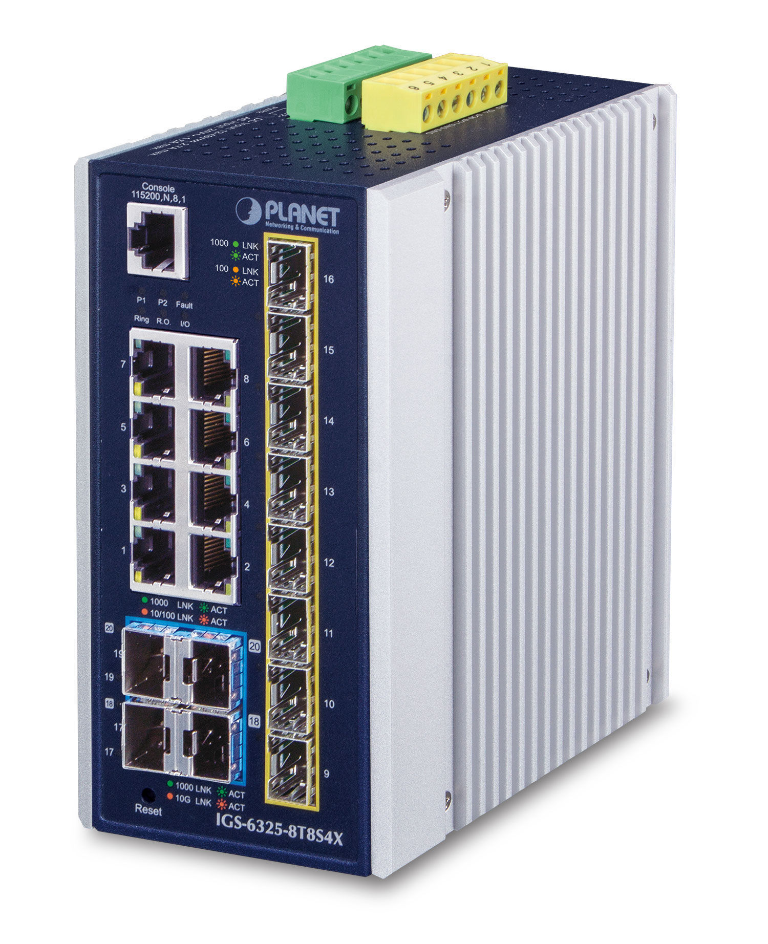 【IGS-6325-8T8S4X】Industrial L3 8-Port 10/100/1000T + 8-Port 100/1000X SFP + 4-Port 10G SFP+ Managed Ethernet Switch
