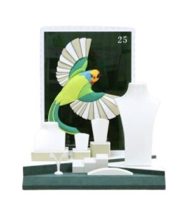 Handmade Sculpture Parrot Jewelry Window Display Set
