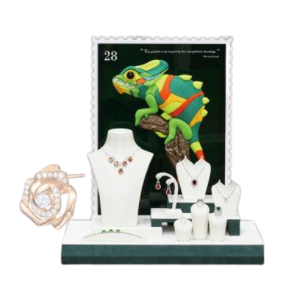Handmade Sculpture Chameleon Jewelry Window Display Set