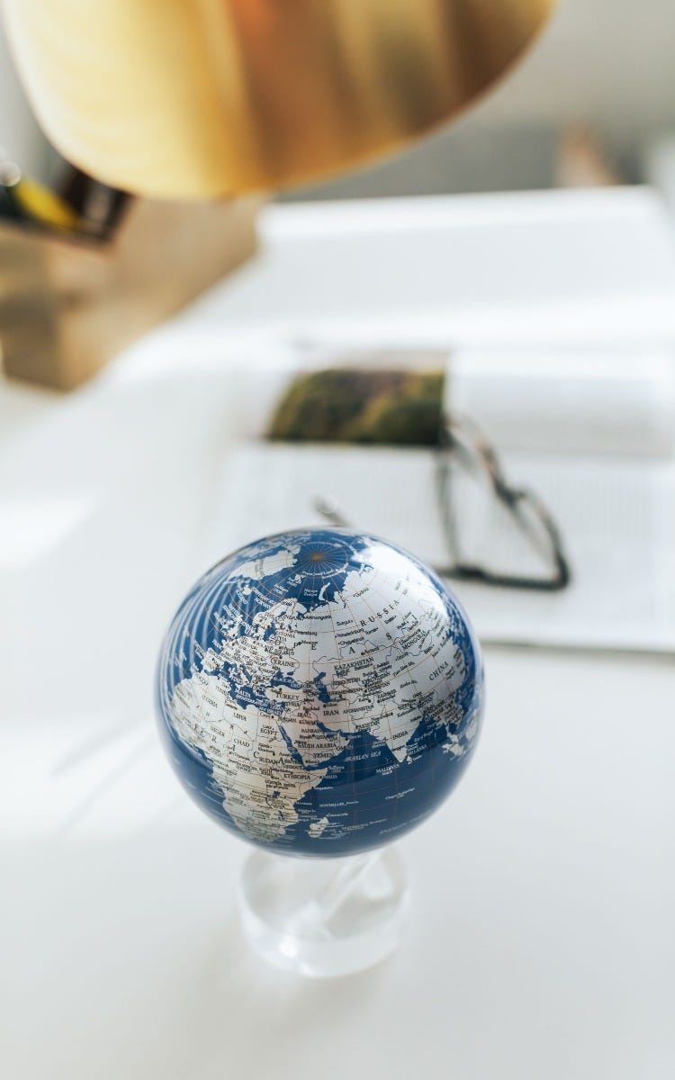 4.5" Blue and Silver MOVA Globe with base